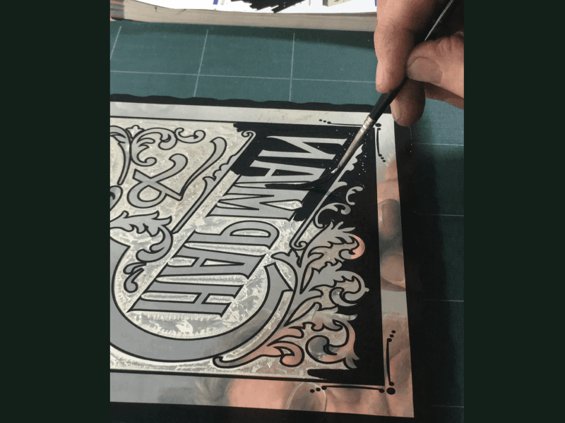 reverse silvered glass painting